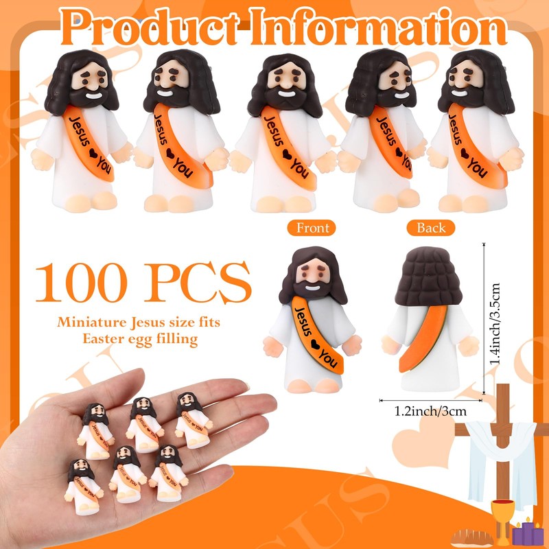 Bememo 100 Pcs Little Jesus Figures Jesus Loves You Original
