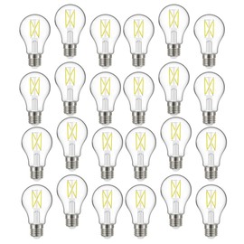 Satco (24 Pack Dimmable Led Filament Lamps, S12411, High Lumens, 5 Watt, A19; Clear; Medium Base; 5000K; 90 CRI; 120 Volt for use at Residential, Hospitality, Display and Commercial