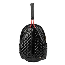 Lemonbella Large Jennifer Tennis Backpack Nylon Quilted Racket Bag - Stylish & Functional Court Bag for Women - Holds Rackets, Gear & Essentials, Onyx