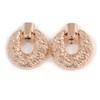 Large Round Hammered Clip On Earrings/Rose Gold Tone/ 60mm L