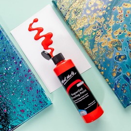 MONT MARTE SuperCell Pouring Paint Premium 8.1 US fl.oz (240ml) – Cadmium Red Paint Bottle, Creates Instants Cells In Fluid Art, Ideal for Art, Craft, Pour Art