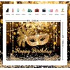 Masquerade Happy Birthday Backdrop Crystal Feather Mask Mardi Gras Photography