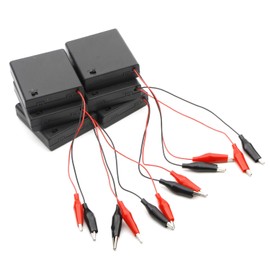 Newzoll On/Off Switch 4 x 1.5V 6V AA Battery Case Holder w Cap Alligator Test Clips, Pack of 6