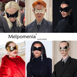 Melpomenia Oversized Futuristic Sunglasses for Men Women Alien Wrap Around Shield Fashion Chic Mask Sun Glasses Shades(Silver Mirror)