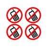 No Cell Phones Sticker Sign 5" Pack of 4 Vinyl
