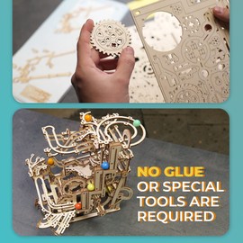 UGEARS Marble Luntiered Hoist 3D Wooden Puzzle for Adults - 3D Puzzle Gravity Maze - Mechanical Model Kit - Self Assembling - 3D Wooden Model Kit - Educational Model DIY