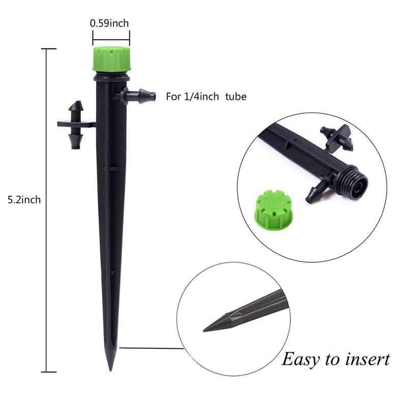 Kalolary 100pcs Irrigation System Drippers, 1/4" Inch Universal 360 Degree