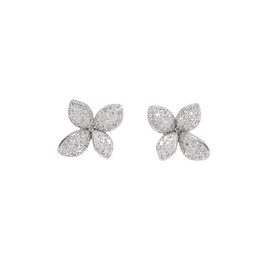 EIoways 925 Sterling Silver Flower Shaped with Cubic Zirconia Jewelry Shing Garden Cute Stud Earrings for Women Gift