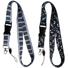 Tbecor Lanyard for Keys, 2 sets Music Detachable Strap Neck Lanyard for Men Women Nurse Kids Children Keychain USB Phones Camera ID Name Tag Badge Holder