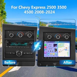 4G+64G Car Stereo Upgrade for Chevy Express 2500 3500 4500 2008-2024 with Wireless CarPlay Android Auto, 8" Touchscreen Android 14 Double Din Car Radio with Bluetooth GPS WiFi FM RDS SWC Backup Camera