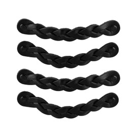 Brute Strength - Leather Drawer Pulls - Braided Black - 4 pcs - 6-1/2 x 1 '' - Leather Handle Dresser Pulls - Cabinet & Dresser Knobs