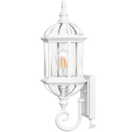 VIANIS Dusk to Dawn Porch Lights Outdoor, Classic White Outdoor Wall Lights, Anti-Rust Outside Lights for House with Tempered Beveled Glass, Waterproof Exterior Lighting Fixtures for House, Entryway