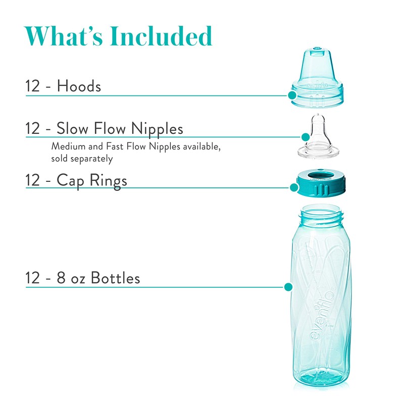Evenflo Feeding Classic Tinted Plastic Standard Neck Bottles for Baby,