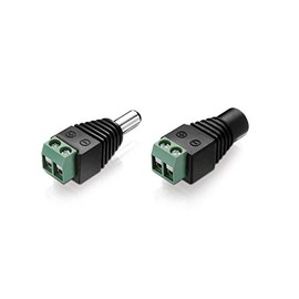 Low-Voltage Adaptor Set (1x Terminal Block 2-Pin to DC Hollow Socket + 1x Terminal Block 2-Pin to DC Barrel Plug) 5.5 x 2.1 mm, Black