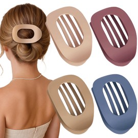 Duckbill Hair Clips for Women, Flat Hair Claw Clip for Thick Curly Long Short Comfortable, Elegant Neutral Matte Multicolor(Cream, Beige, Navy Blue, Brick Red) Non-Slip Strong Hold(4 Pcs)