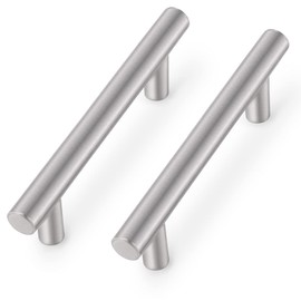 Probrico 5 Pcs 90mm Hole to Hole T Handle Cupboard Drawer Handle Stainless Steel Brushed Nickel