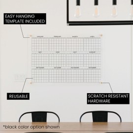 Full Year Wall Calendar, Yearly Wall Calendar 2025, Clear Wall Calendar, Acrylic Calendar, Dry Erase Calendar, Large 2025 Wall Calendar (Block, Silver, 38"x26")