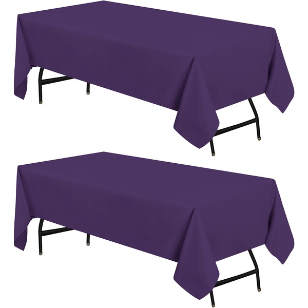 Utopia Kitchen Rectangle Table Cloth 2 Pack [60x102 Inches, Purple]