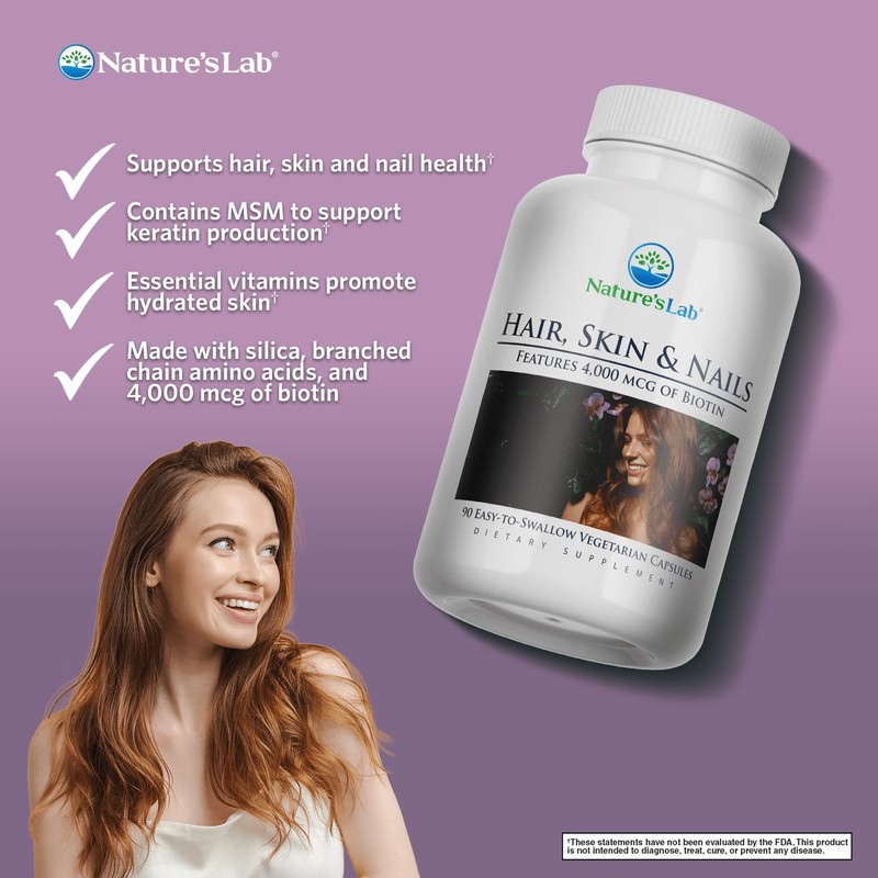 Nature's Lab Hair Skin and Nails - Biotin, BCAA, MSM,