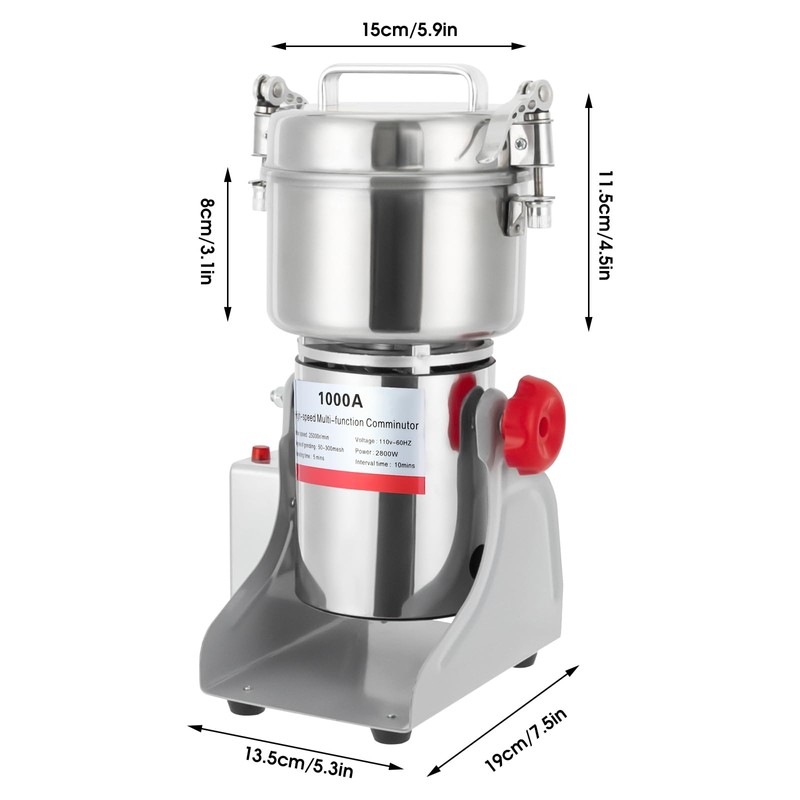 CUBELLIN Electric Grain Grinder Stainless Steel Spice Grinder Commercial Grain
