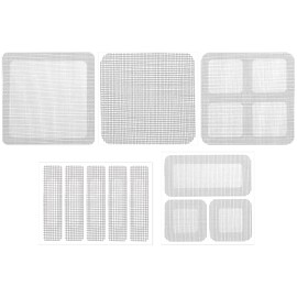 uxcell 50Pcs Window Screen Repair Kit, 5 Styles Fiberglass Screen Patches Mesh Replacement Self Adhesive Patch for Door Windows Holes Repairing, Grey