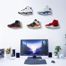 Dxiunove Wall Shoe Rack, Acrylic Shoe Holder Wall, Shoe Rack Wall Mounting & Sneaker Shelf, Ideal for Playrooms and Indoors (12)