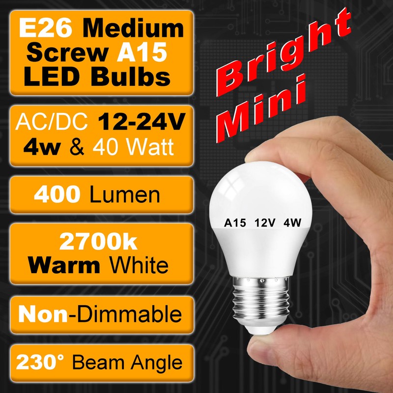A15/G45 LED Light Bulb 4W Equivalent 40W Halogen Warm White
