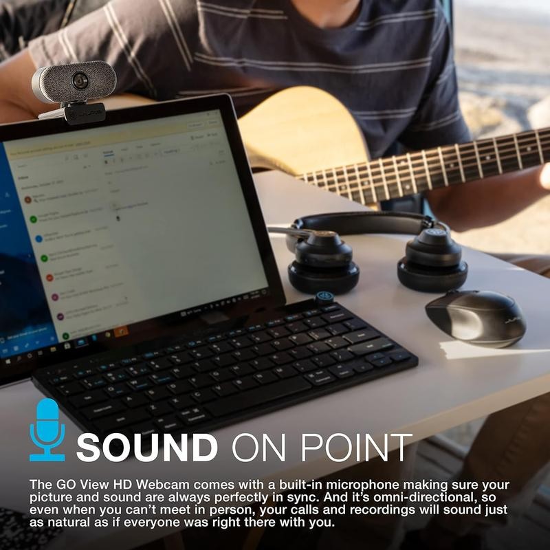 JLab Go Cam 1080P/30 FPS USB HD Webcam, 2.1 Megapixels,