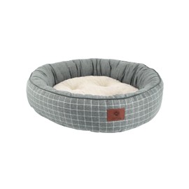 AMERICAN KENNEL CLUB 31-Inch Deluxe Plaid Round Bolster Dog Bed