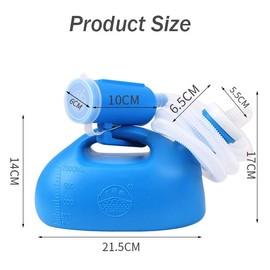 Daletu Urinal Bottle for Men and Women, 2000 ml, Unisex Urinals, Portable, Leak-Proof, Reusable, Large Plastic Pipi Bottle with Screw Cap (Blue)