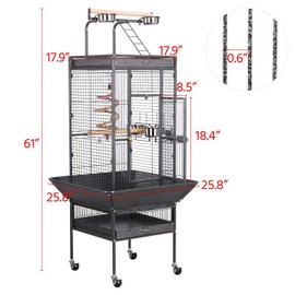 Yaheetech 61.5-inch Wrought Iron Rolling Large Parrot Bird Cage for Parakeets with Play Top