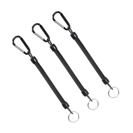 Stretchy Spiral Keyring Spiral Keychain - 3Pcs Stretchy Spiral Keyring with D Metal Carabiner Clip, Plastic Keychain Spring Key Holder Extending Retractable,for Keys Wallet Phone Backpack Fishing Tool