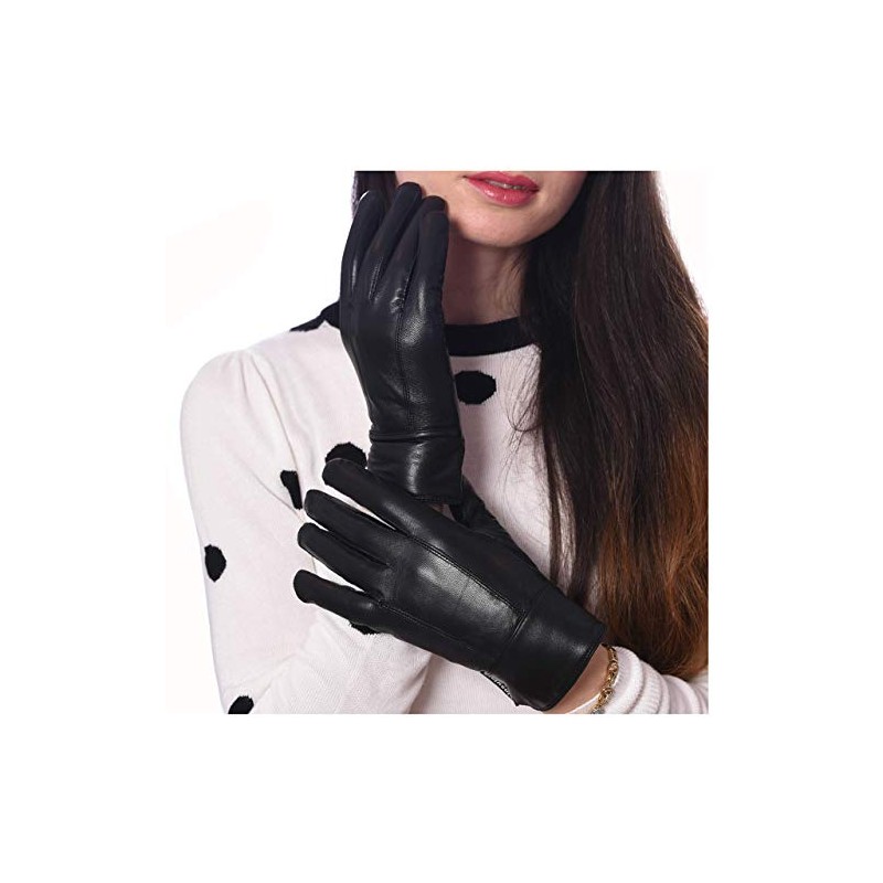 DEBRA WEITZNER Womens Leather Gloves Gift Box Black Warm Driving