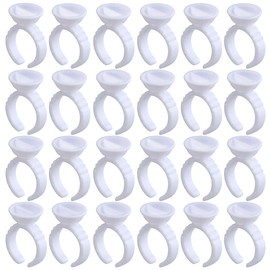 100 pcs White Pigment Glue Ring Cups Tattoo Ink Holder For Permanent Makeup US Small with divider