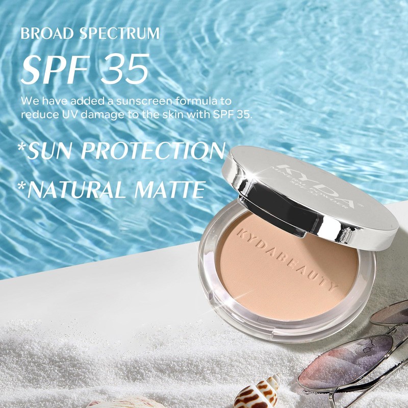 KYDA Mineral Powder SPF 35, 4-in-1 Pressed Mineral Powder, Matte