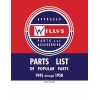 1945 - 1958 Willys Parts List of Popular Parts &