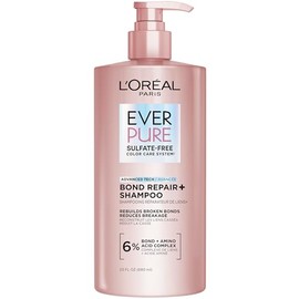 L'Oreal Paris Sulfate Free Bond Repair+ Shampoo, Hair Shampoo with Amino Acid Complex, Strengthens and Repairs Damaged or Color Treated Hair, EverPure, 23 Fl Oz (Packaging May Vary)