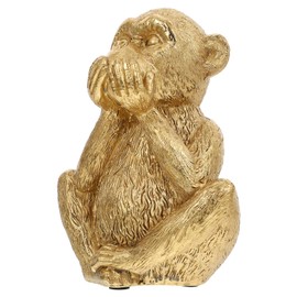 HOMSFOU Resin Three Wise Monkeys Figurine Speak No Evil Monkey Statue Home Desk Ornament 5.7X4.5X3.5 Inches