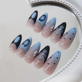 CAEEA Valentine's Day Press on Nails Fake Nails French Tip Glue on Nails Ballerina Acrylic Nails Three-dimensional glossy and cute stick-on nails24PCS11