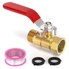 GASHER 1Pc Brass Garden Hose Shut Off Valve, 3/4" GHT Water Hose Shut Turn Off Valve with Stainless Steel Long Handle