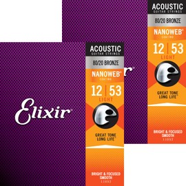 Elixir Acoustic Guitar Strings, Nanoweb, 80/20 Bronze, 2sets