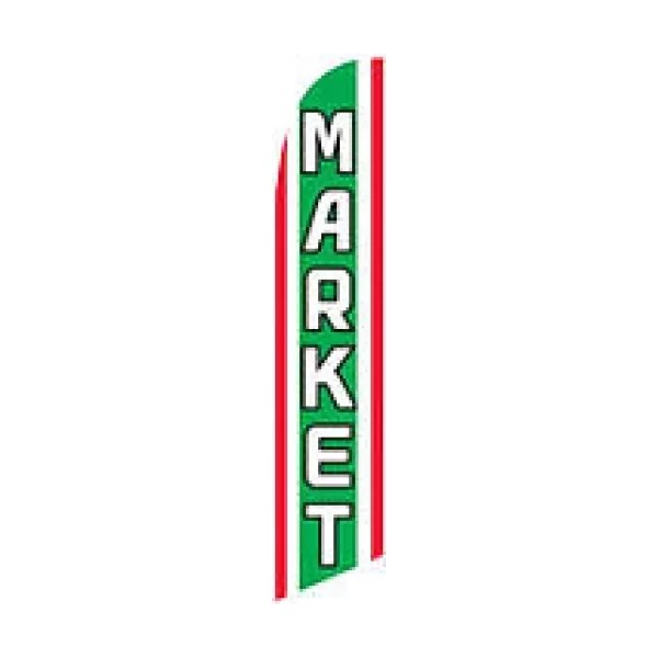 Windless Market Swooper Flag Advertising Sign 2.5’ Wide Banner Only
