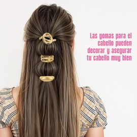 JAFEN 8 piezas de metal Hair Ties, Metal Geométrica pelo coleta titulares, Metal Retro Elástico Hair Ties, Hair Band Cuerda Hair Cuff Wrap Hair Ties Accesorios para el cabello para Mujeres Niñas