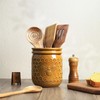 Bicuzat Retro Honeycomb and Bee Embossed Ceramic Kitchen Utensil Holder,