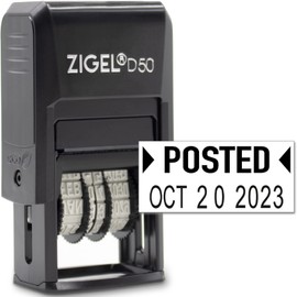 ZIGEL D50 Date Stamp with POSTED - Self Inking Date Stamp - Black