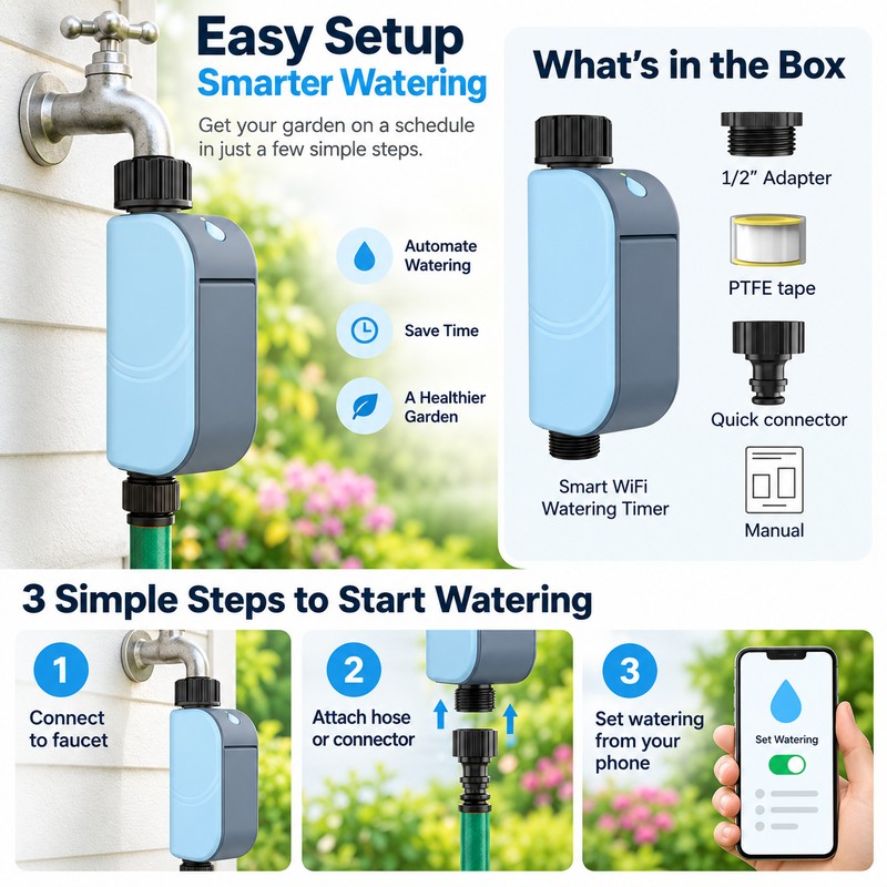 Smart WiFi Garden Watering Timer for Irrigation – Automatic Outdoor