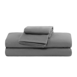 SLEEP ZONE King Sheets Set - 4 Piece Bedding - Jersey Knit Cooling Sheet Set - Soft and Fade Resistant - Easy Care - Deep Pocket (King,Grey)