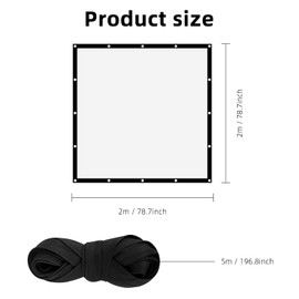 Clear Tarpaulin Waterproof Heavy Duty 2m x 2m Transparent Tarpaulin Sheet, Transparent PVC Clear Tarpaulin with Eyelets and Rope, Waterproof Tarpaulin for Home Garden Outdoor Camping Caravan