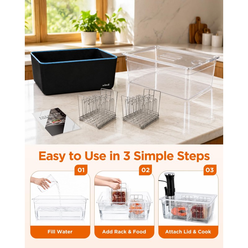 26 Quart Extra Large Sous Vide Container with Lid, Include