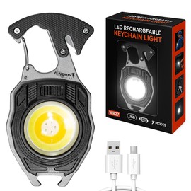 GUARDMAN Stocking Stuffers Hanukkah Gifts – Multitool Survival keychain Tool, LED Flashlight, Carabiner, Fire Starter, Screwdriver, Whistle, Bottle Opener – Camping & Outdoor Multi Tool - 1 Pack